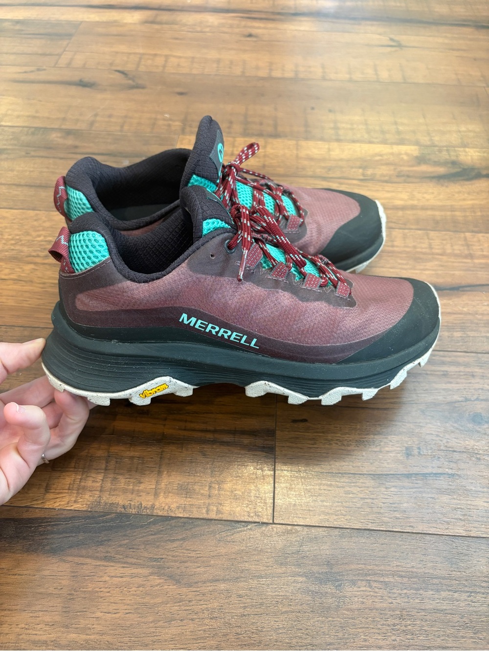 Merrell Moab Speed Womens 7 Burlwood Burgundy Trail Running Shoes Sneakers